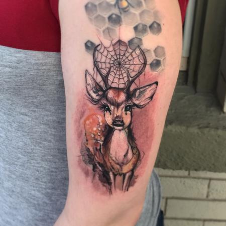 Capone - Watercolor Deer tattoo